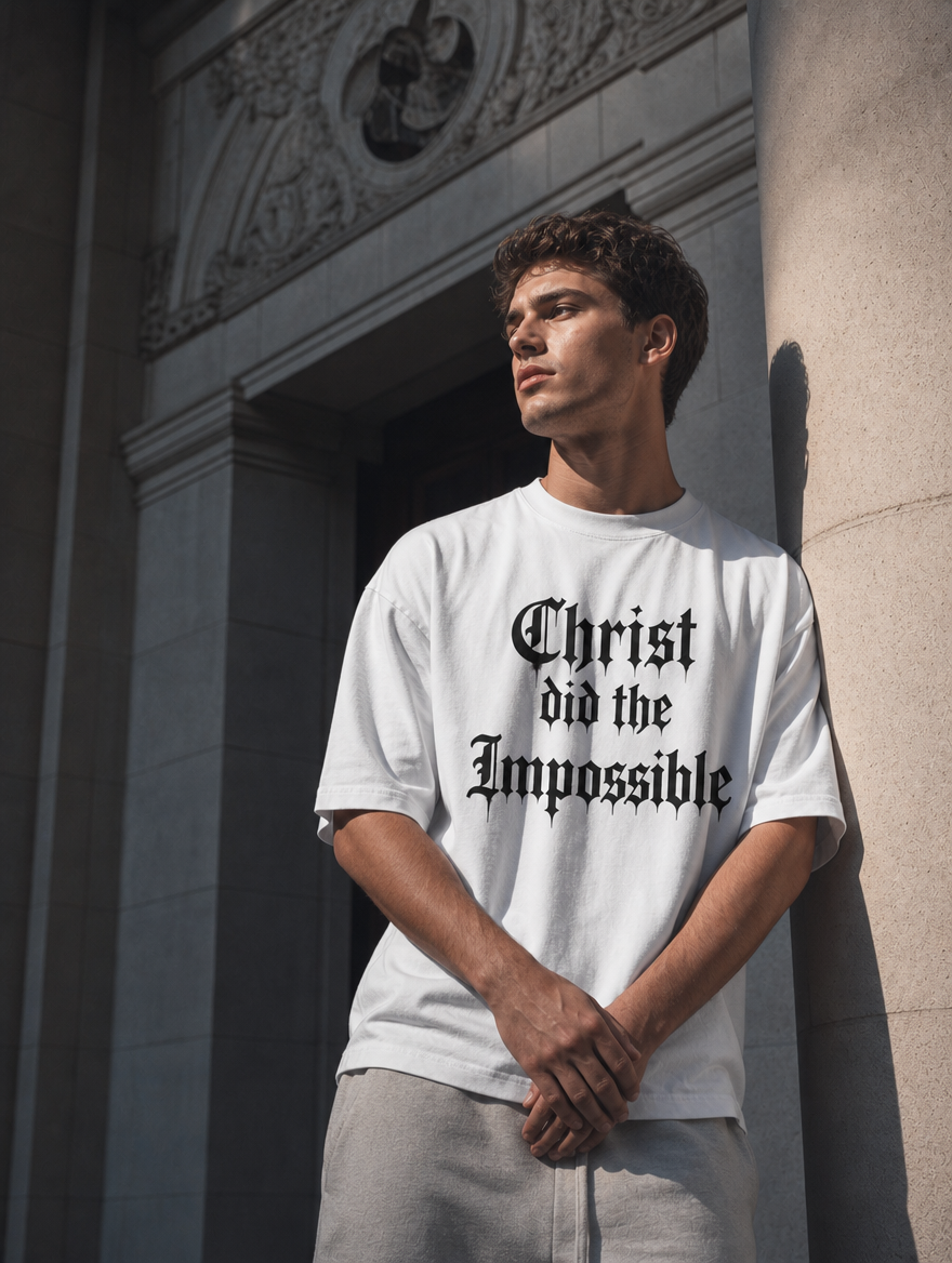 Christ Did The Impossible Heavyweight Drop-Shoulder Tee